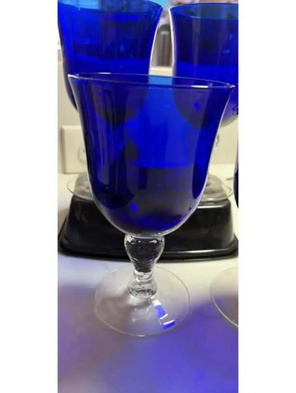 Set of 4 Cobalt Blue Wine Goblets